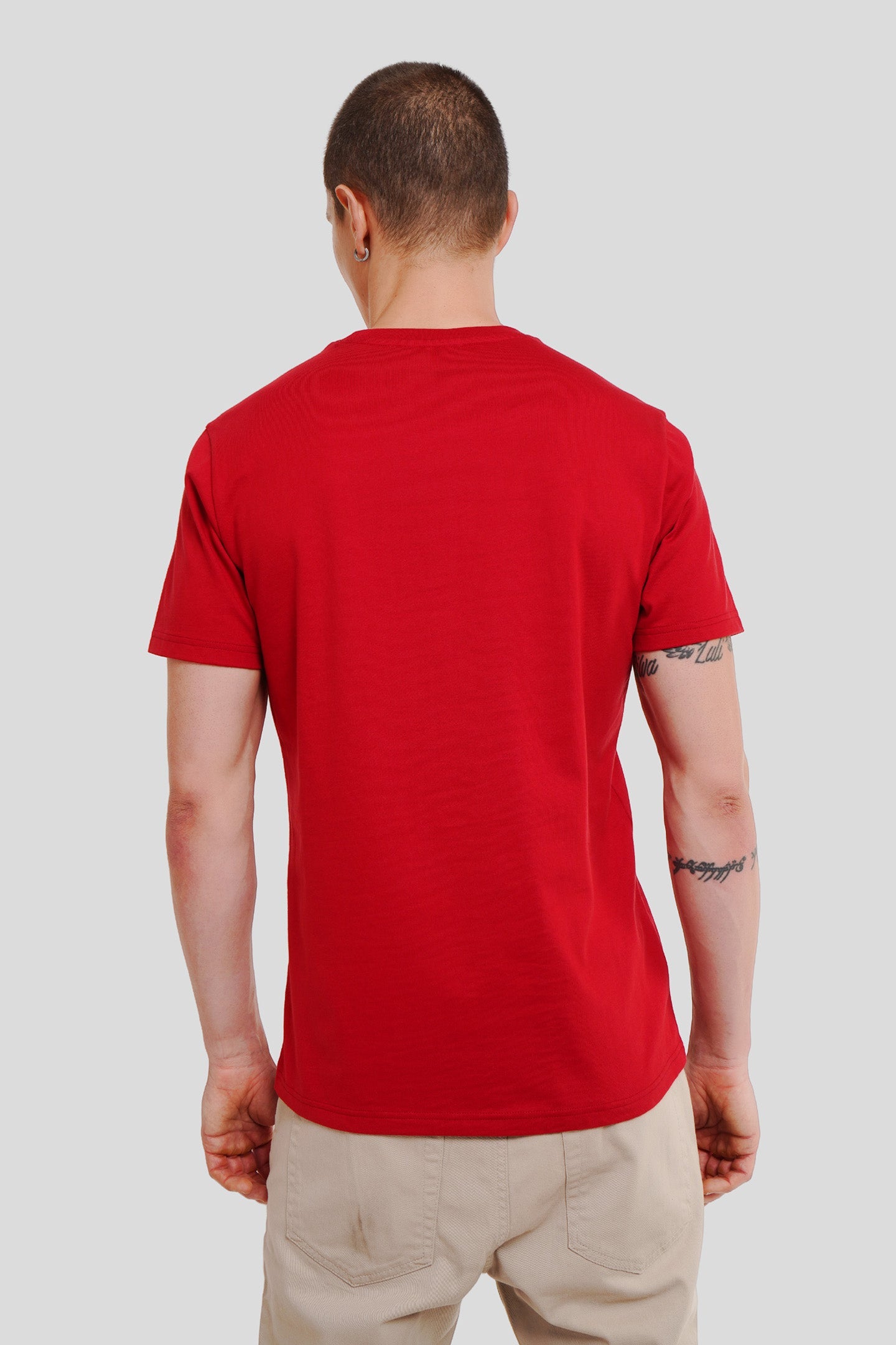 Never Give Up Red Printed T Shirt Men Regular Fit With Front Design Pic 2