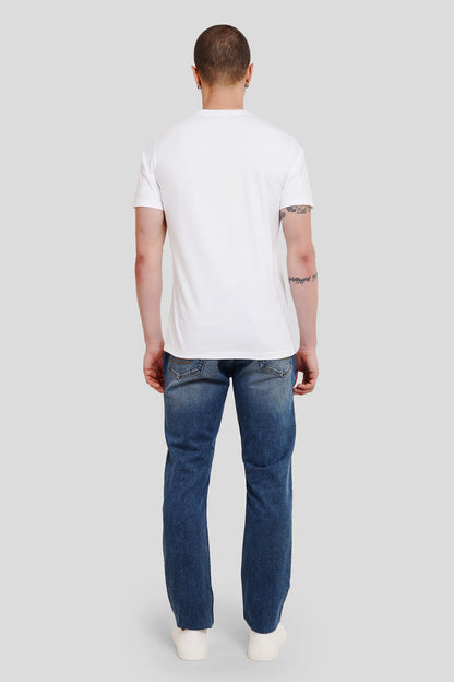 Nightmare White Printed T Shirt Men Regular Fit With Front Design Pic 5