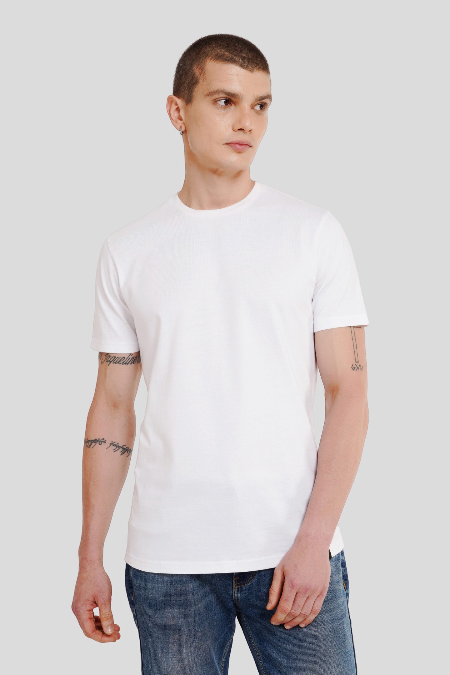 Men Regular White T Shirt Pic 1