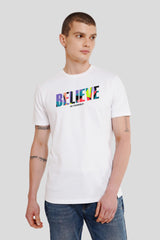 Believe In Yourself White Printed T-Shirt