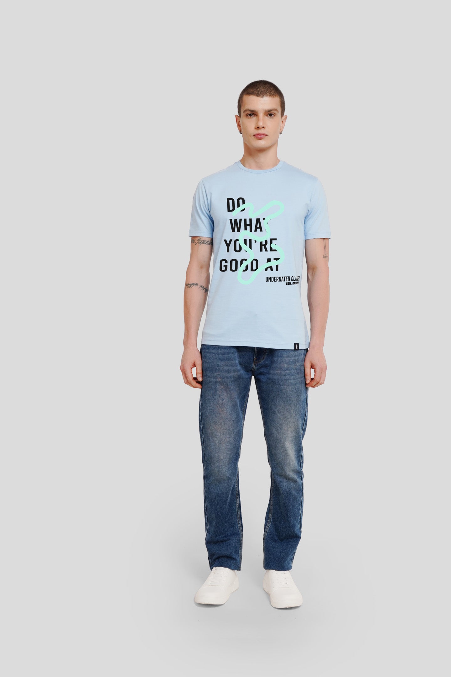 Do What You Are Good At Powder Blue Regular Fit T-Shirt Men