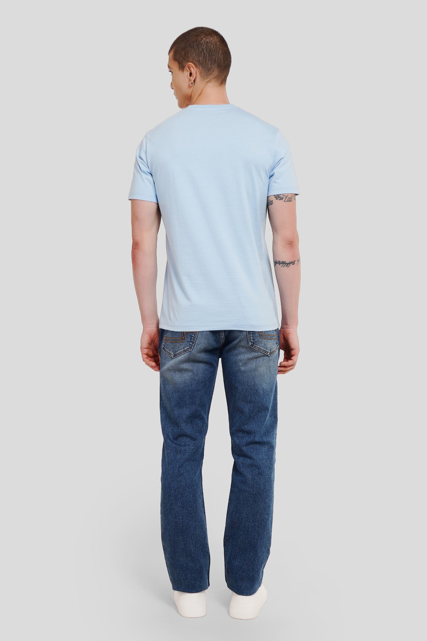 Underrated World Powder Blue Printed T-Shirt