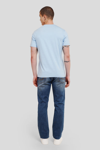 Underrated Skullanic Powder Blue Printed T-Shirt