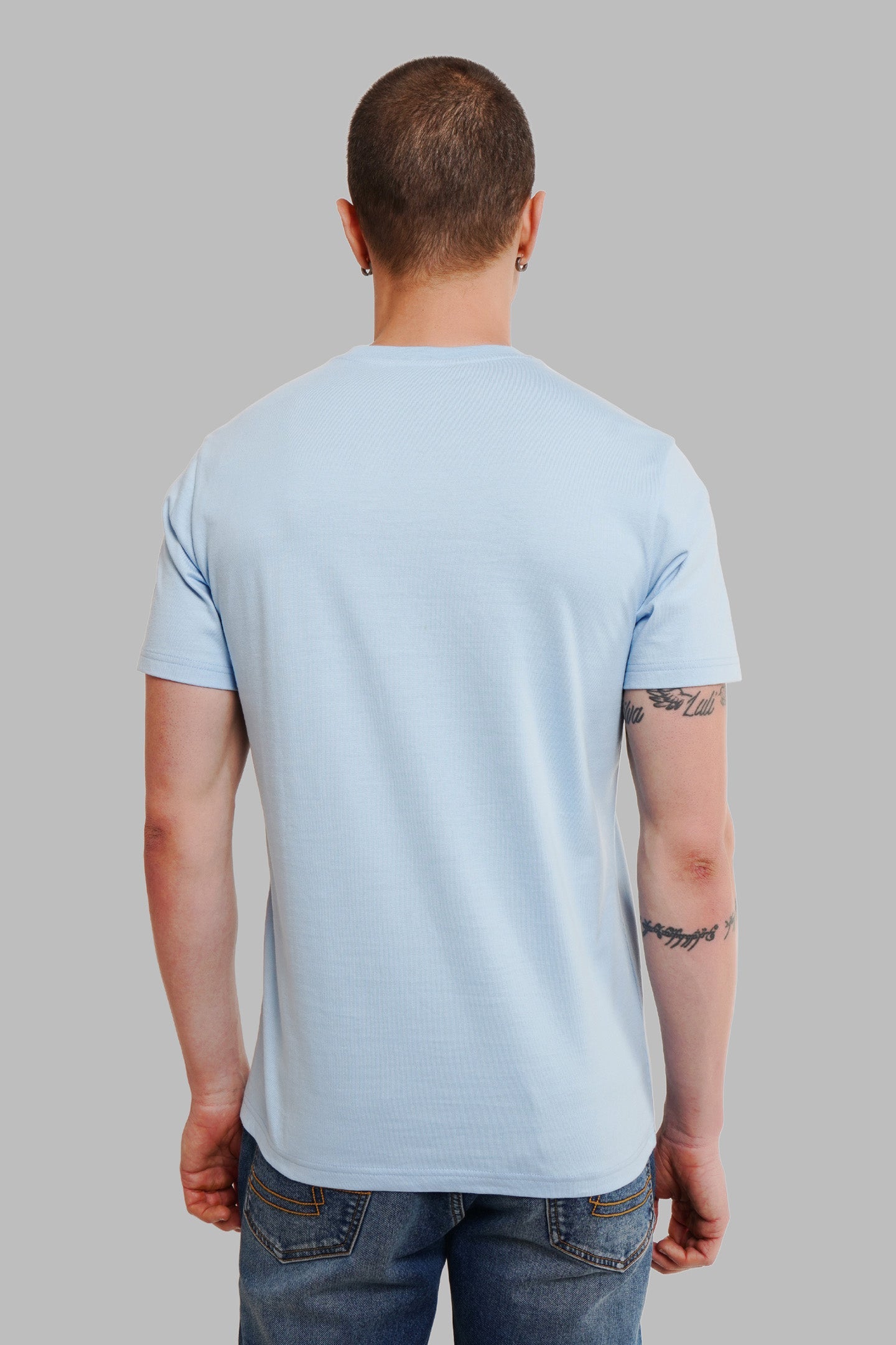 Underrated World Powder Blue Printed T-Shirt