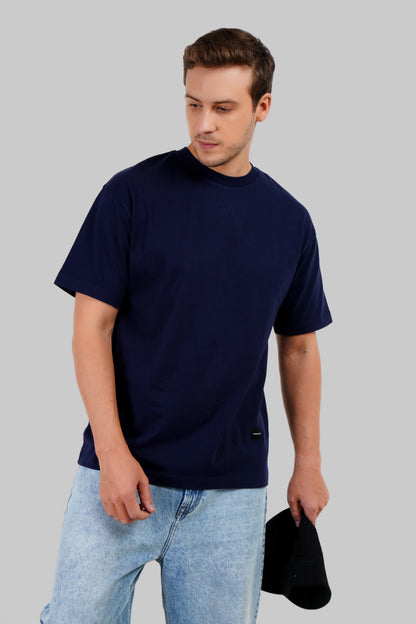 Warrior Graphic Printed Navy Blue Oversized Fit T-Shirt Men Pic 2