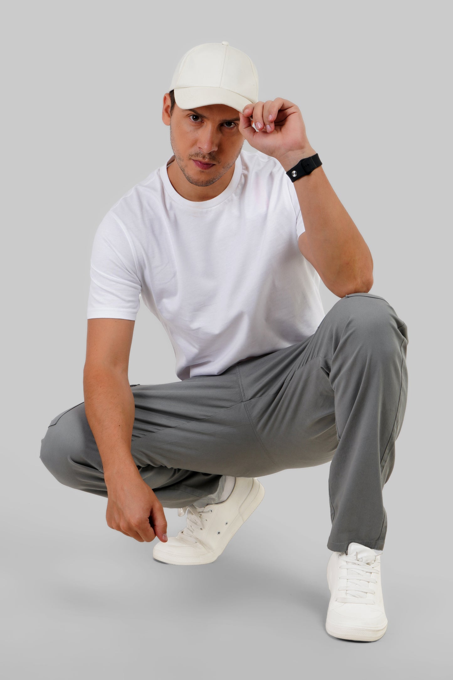 Solid White Half Sleeves T-Shirt For Men Regular Fit Pic 5