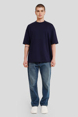 Bad Influence Navy Blue Baggy Fit T-Shirt Men