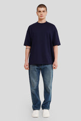 Men Navy Oversized Baggy T Shirt Pic 4