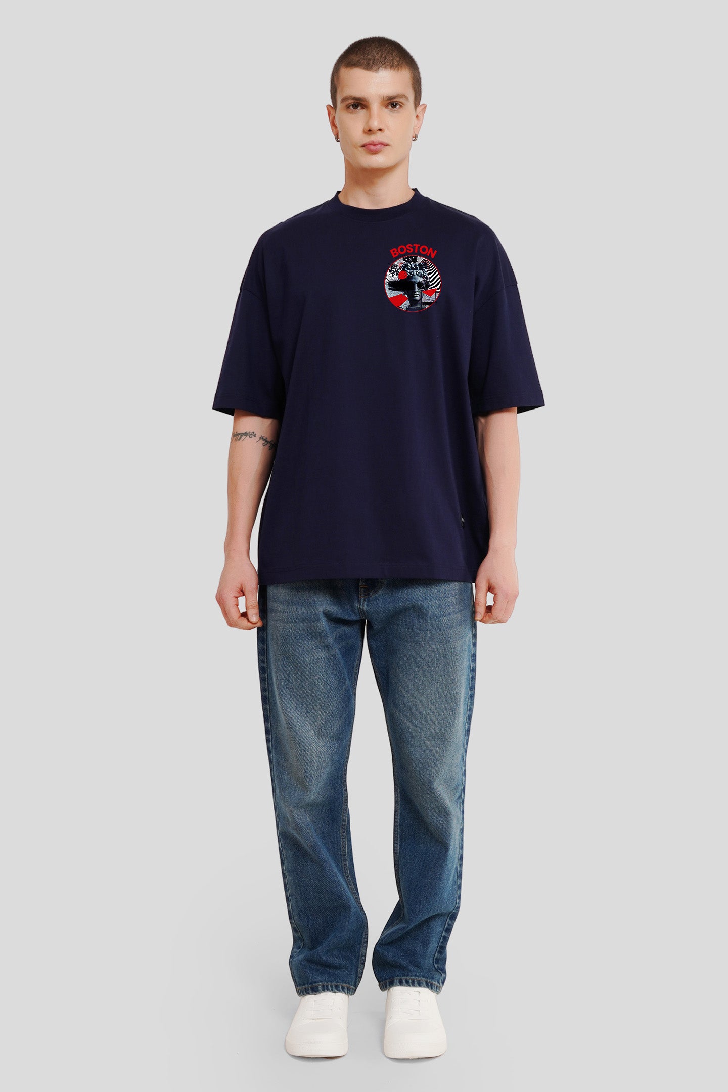 Boston Navy Blue Printed T-Shirt