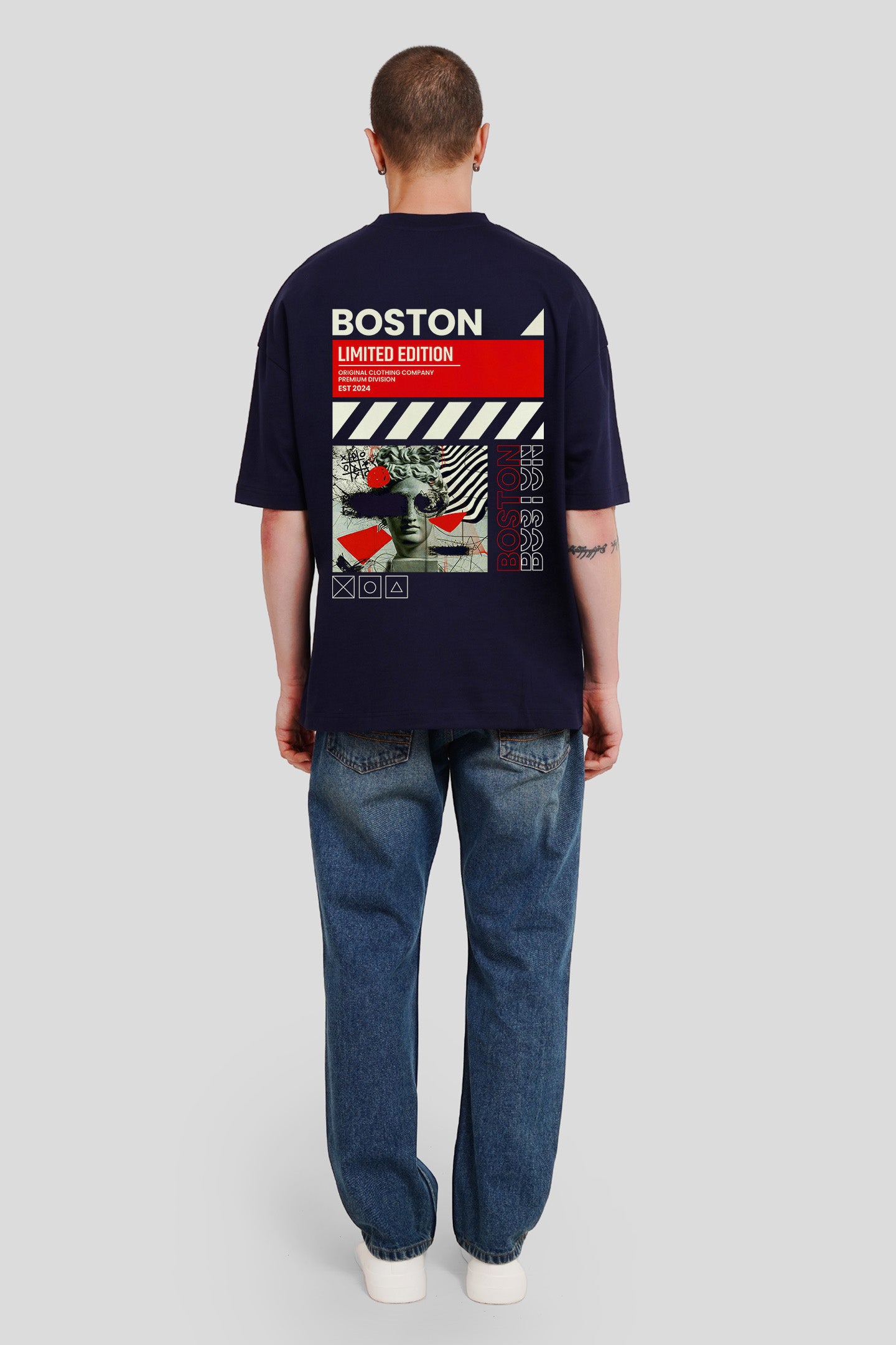 Boston Navy Blue Printed T-Shirt