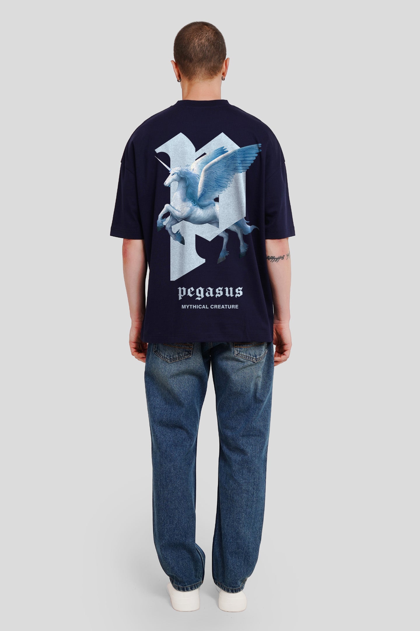 Pegasus Navy Blue Baggy Fit T-Shirt Men Pic 4