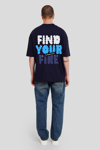 Find Your Fire Navy Blue Baggy Fit T-Shirt Men