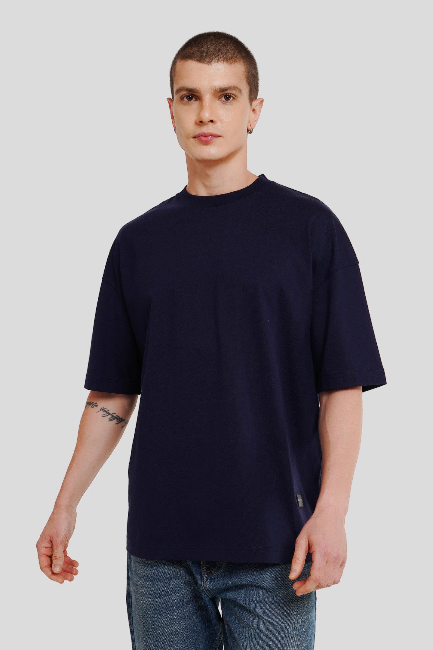 Chill Space Navy Blue Baggy Fit T-Shirt Men