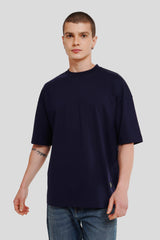 Pray For The Real Navy Blue Printed T Shirt Men Baggy Fit Design Pic 2