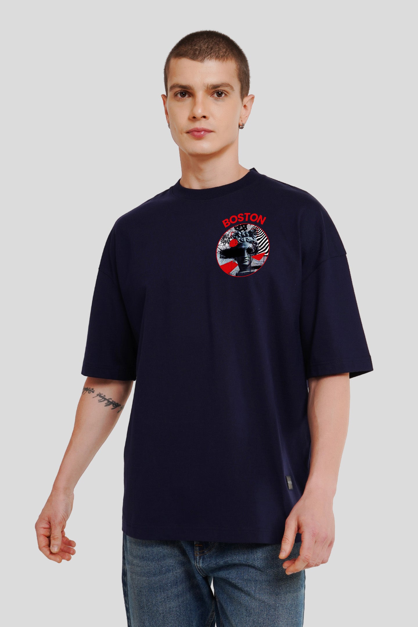 Boston Navy Blue Printed T-Shirt