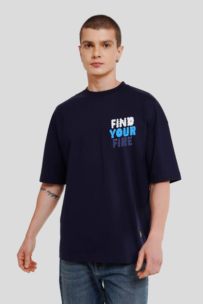 Find Your Fire Navy Blue Baggy Fit T-Shirt Men