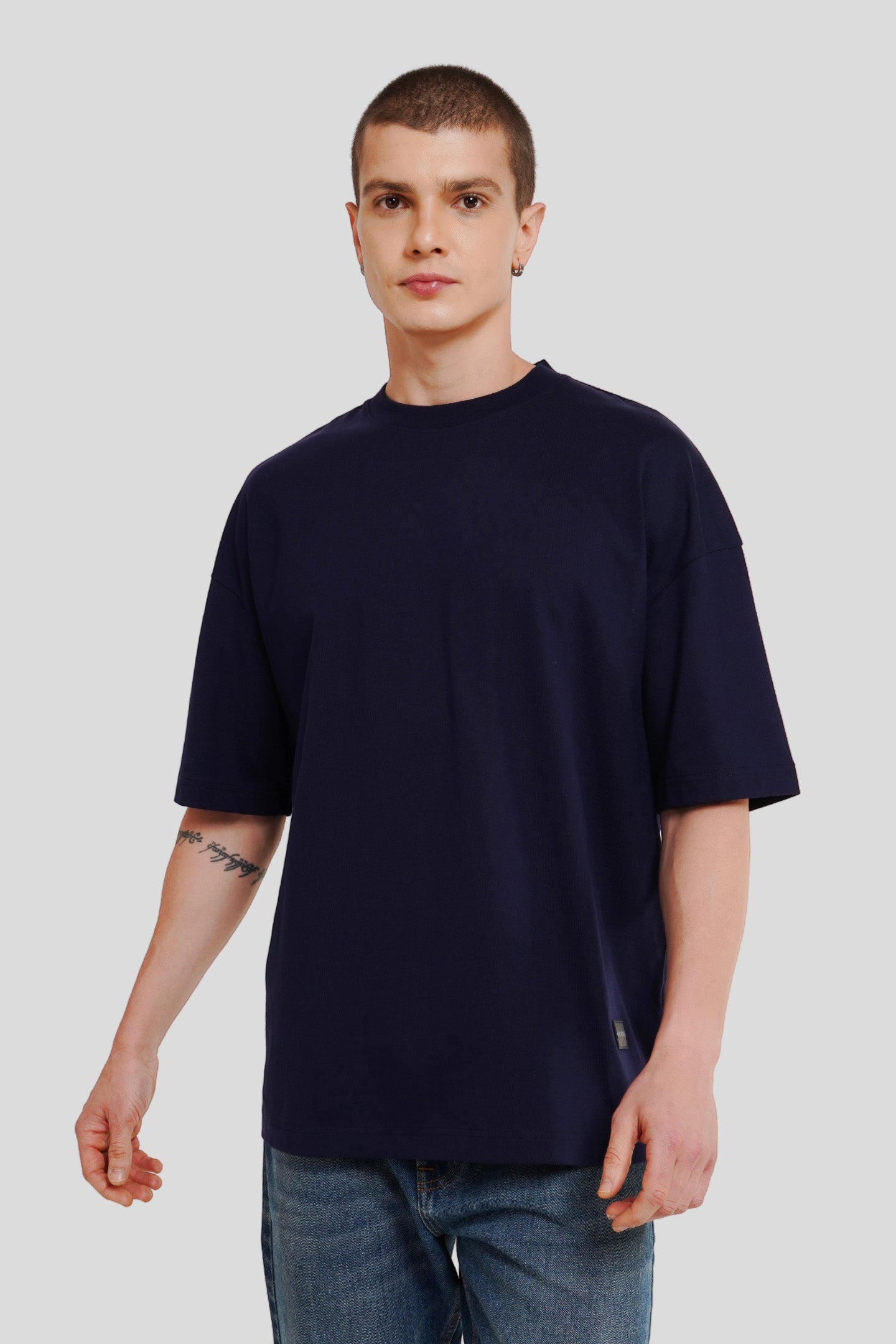 Palm Navy Blue Baggy Fit T-Shirt Men Pic 2