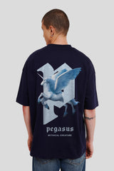 Pegasus Navy Blue Baggy Fit T-Shirt Men Pic 1