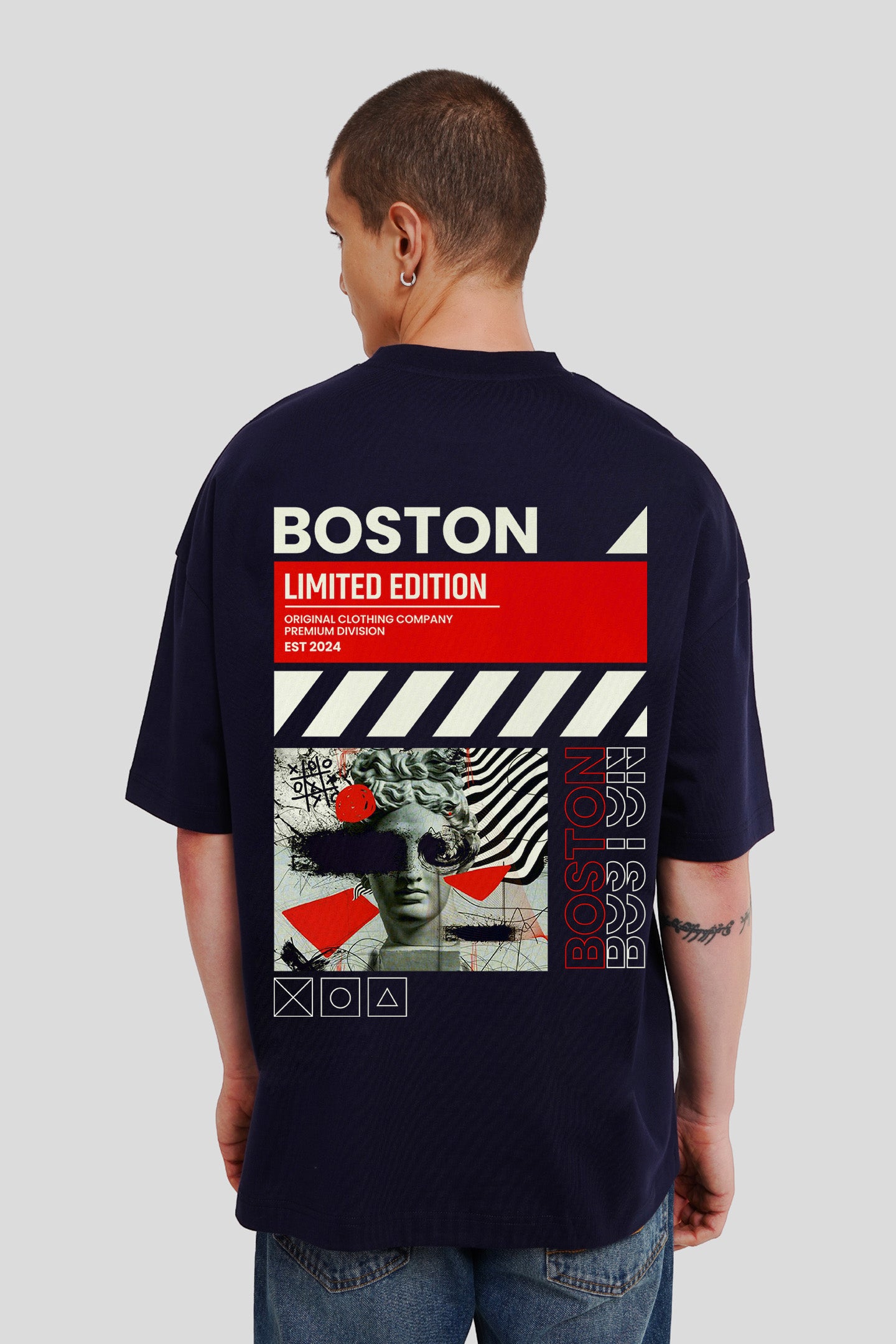 Boston Navy Blue Printed T-Shirt