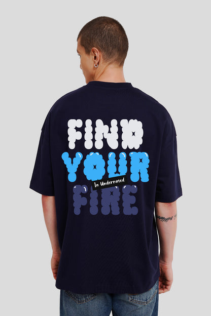 Find Your Fire Navy Blue Baggy Fit T-Shirt Men