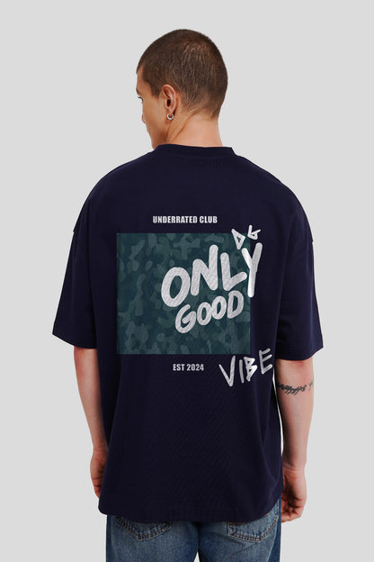 Only Good Vibe Navy Blue Baggy Fit T-Shirt Men Pic 1