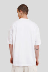 Decent White Printed T-Shirt Men Baggy Fit