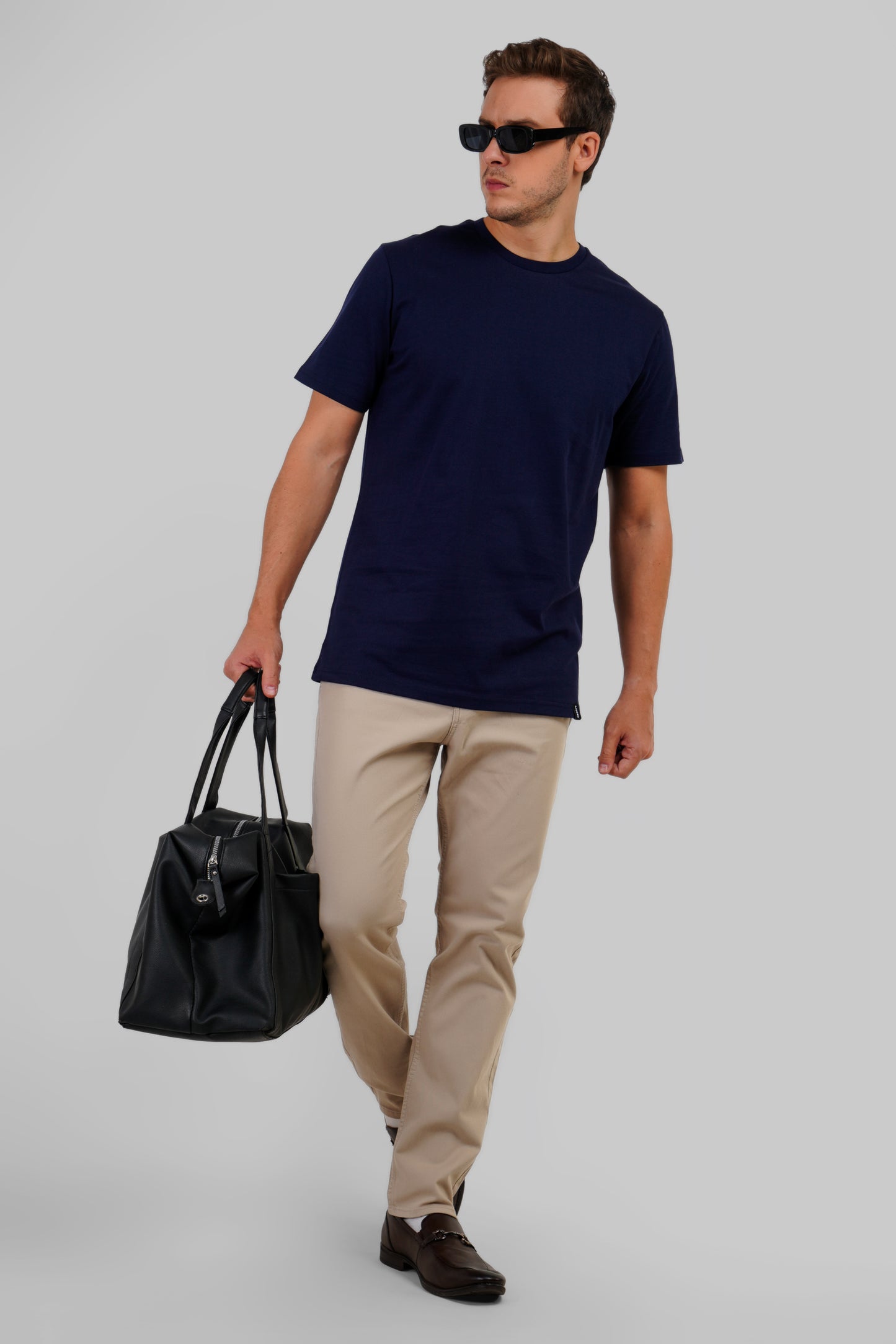 Solid Navy Blue Half Sleeves T-Shirt For Men Regular Fit