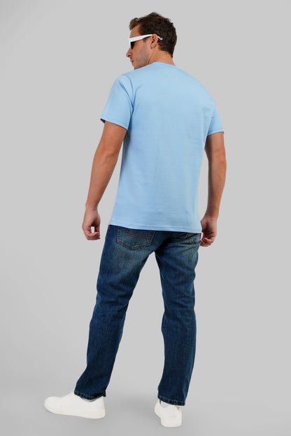 Parrot Pocket Graphic Light Blue Regular Fit T-Shirt Men