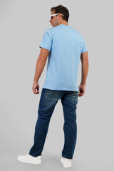 Parrot Pocket Graphic Light Blue Regular Fit T-Shirt Men