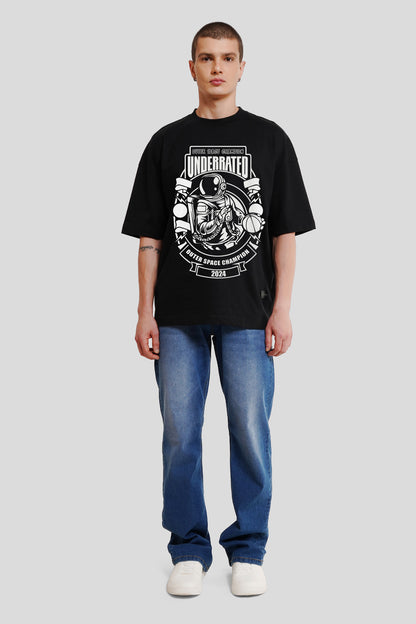 Outer Space Black Printed Baggy T-Shirt