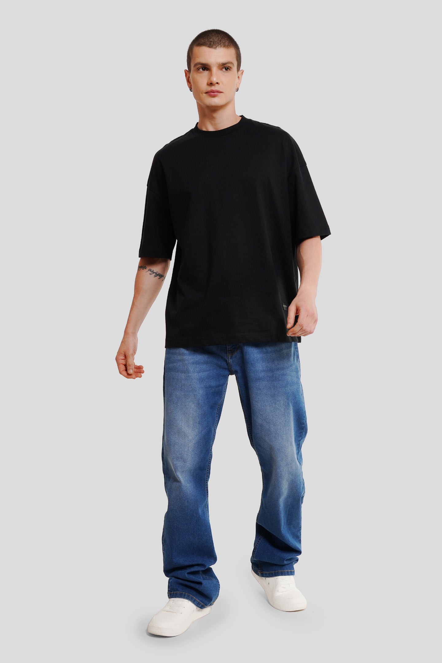Men Black Oversized Baggy T Shirt Pic 4
