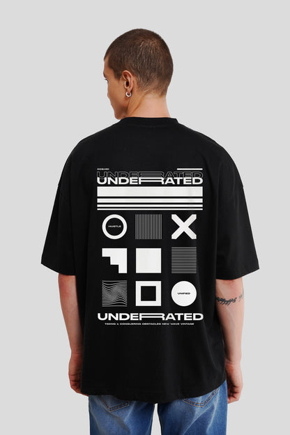Underrated Hustle Black Printed T Shirt Men Baggy Fit With Front And Back Design Pic 2