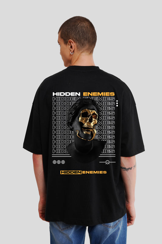 Hidden Enemies Black Printed Baggy T-Shirt