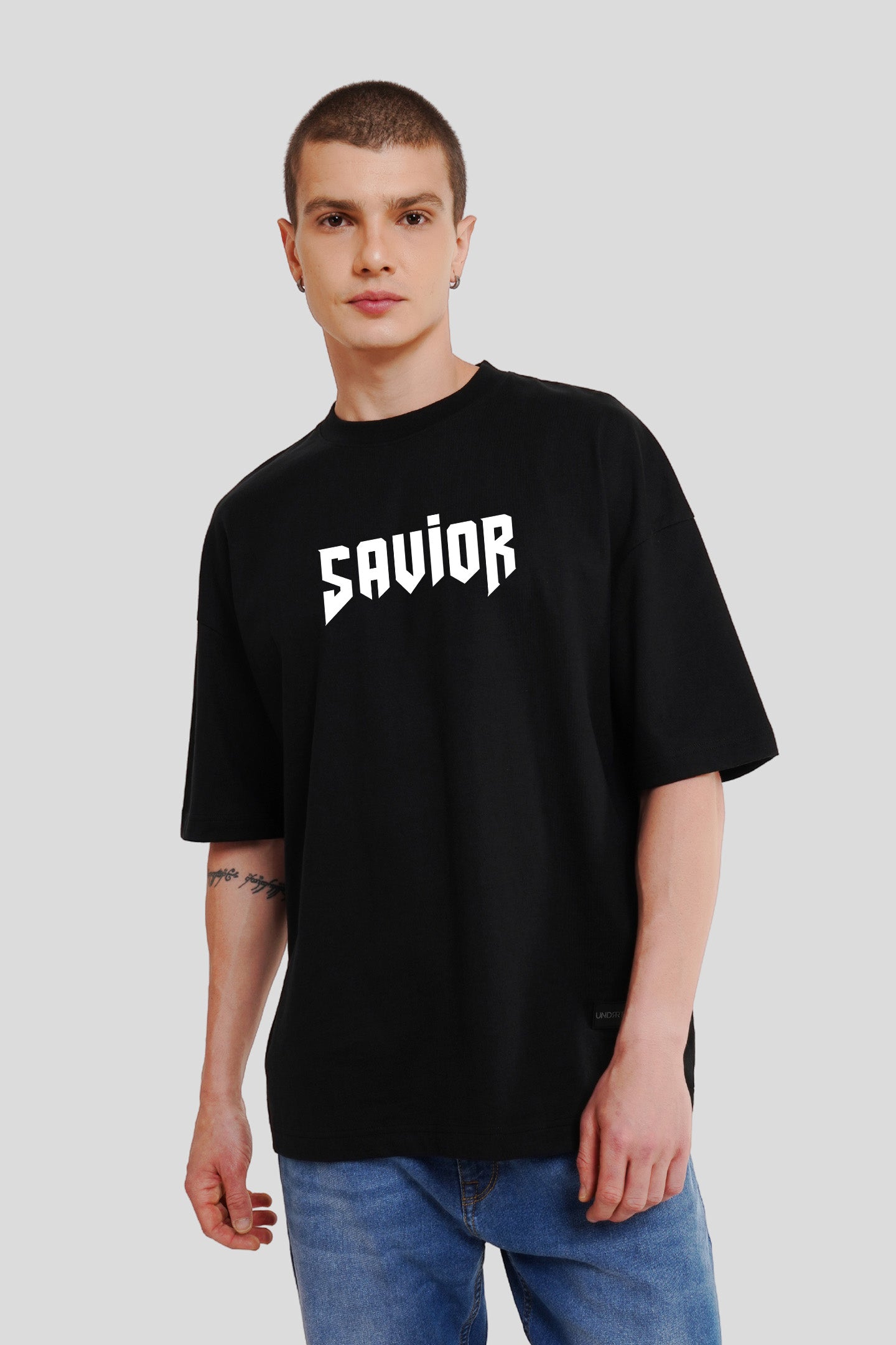 Savior Black Baggy Fit T-Shirt Men