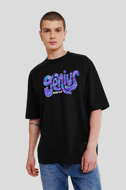 Genius Mind Black Printed T Shirt Men Baggy Fit With Front Design Pic 1