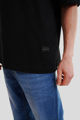 Summer Vibe Black Printed T Shirt Men Baggy Fit With Front And Back Design Pic 3