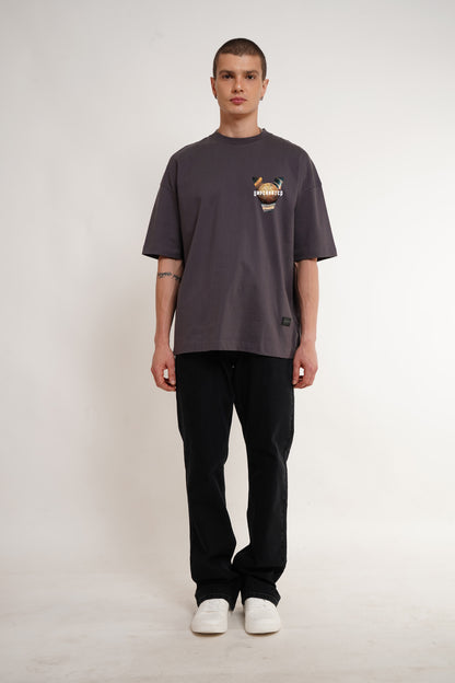 Trip To Mars Dark Grey Baggy Fit T-Shirt Men