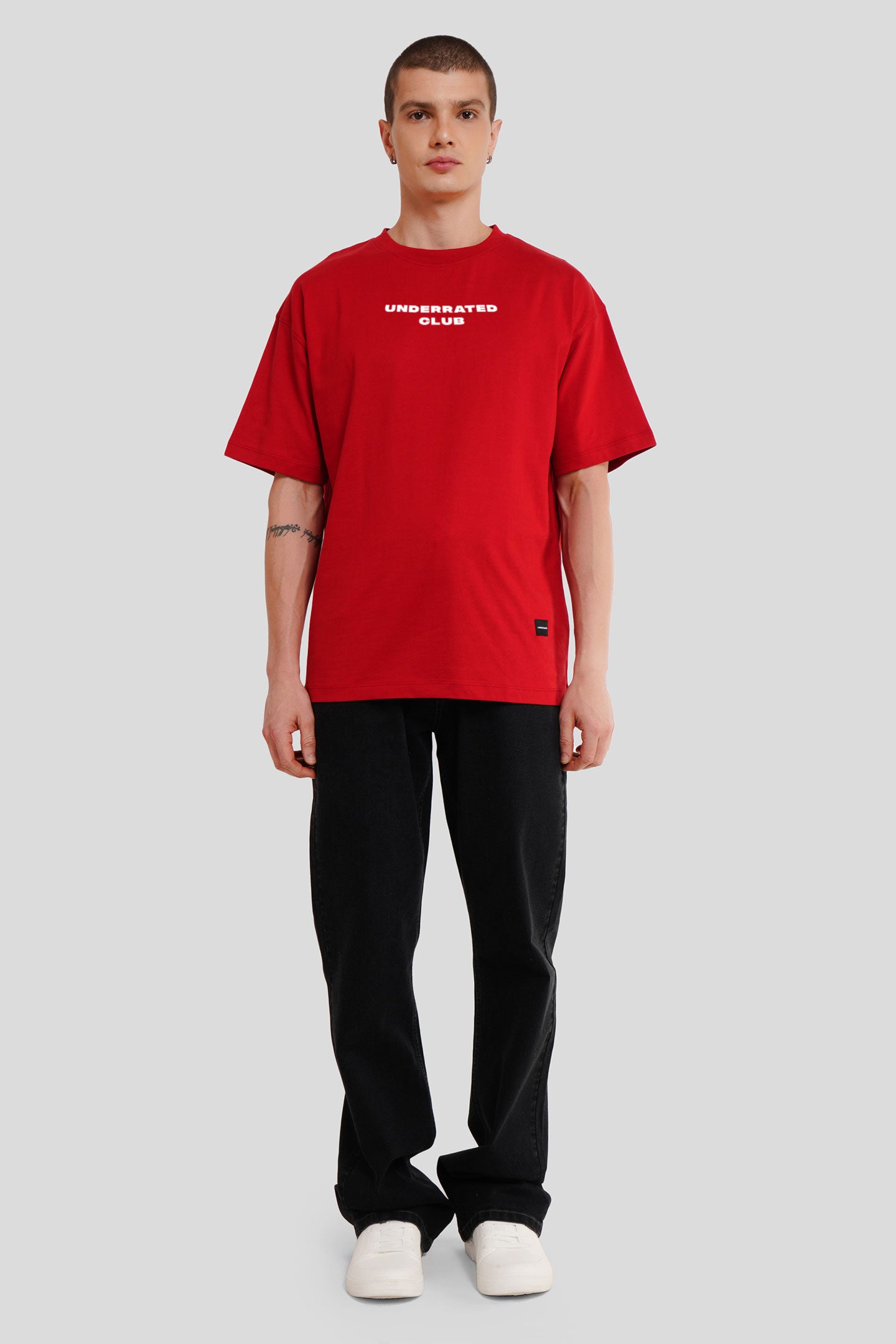 Turning Dreams Into Reality Red Printed T Shirt Men Oversized Fit With Front And Back Design Pic 4
