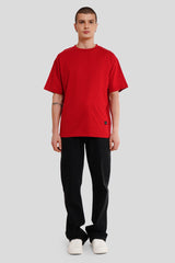 Men Red Oversized T Shirt Pic 4