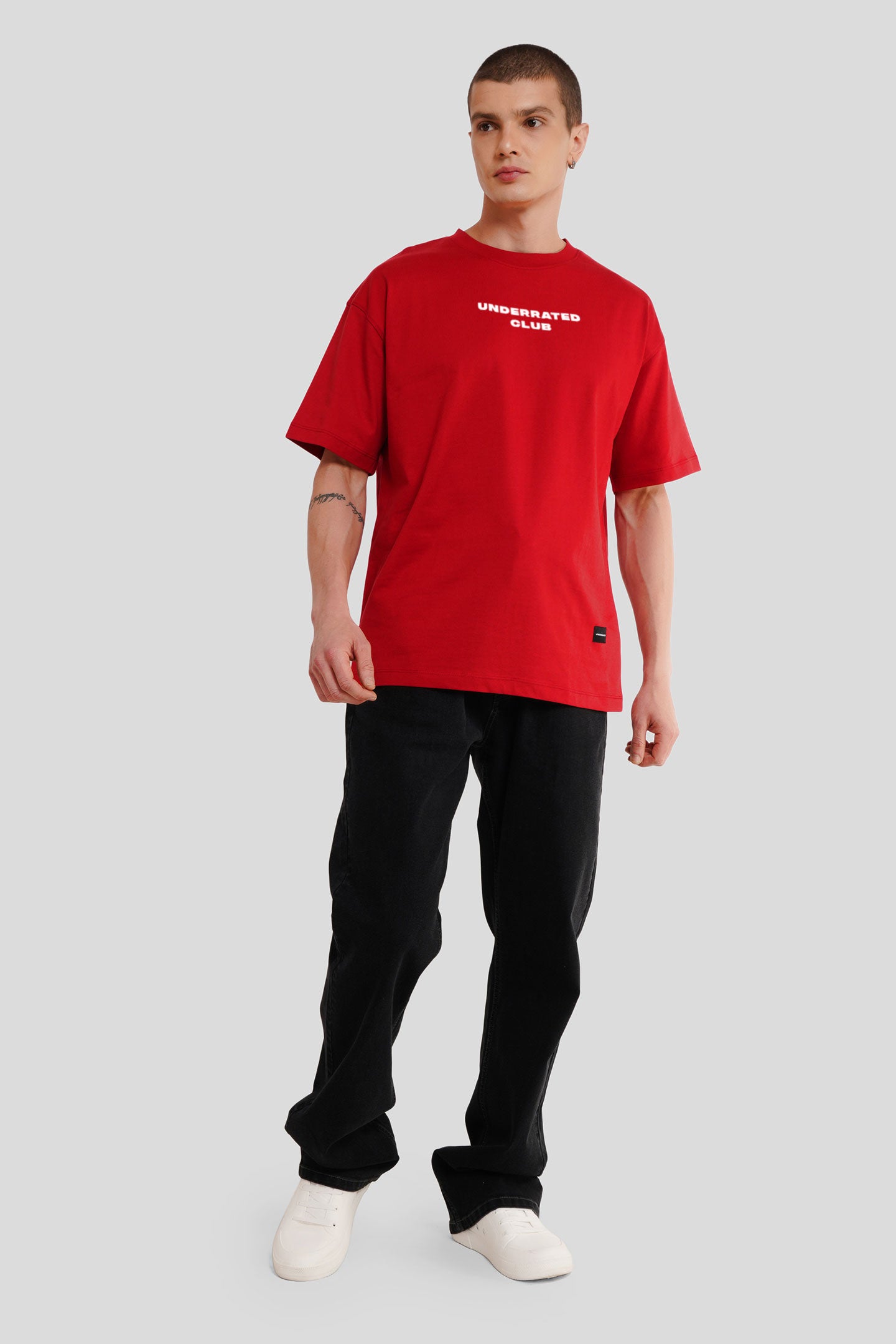 Turning Dreams Into Reality Red Printed T Shirt Men Oversized Fit With Front And Back Design Pic 5