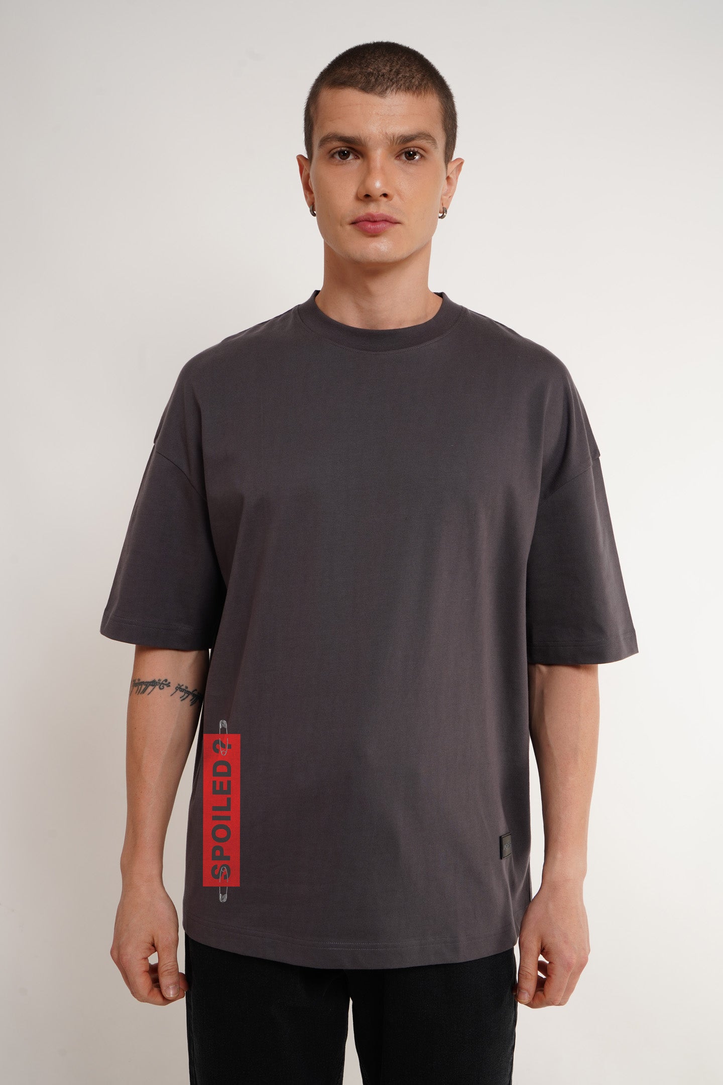 Spoiled Dark Grey Baggy Fit T-Shirt Men