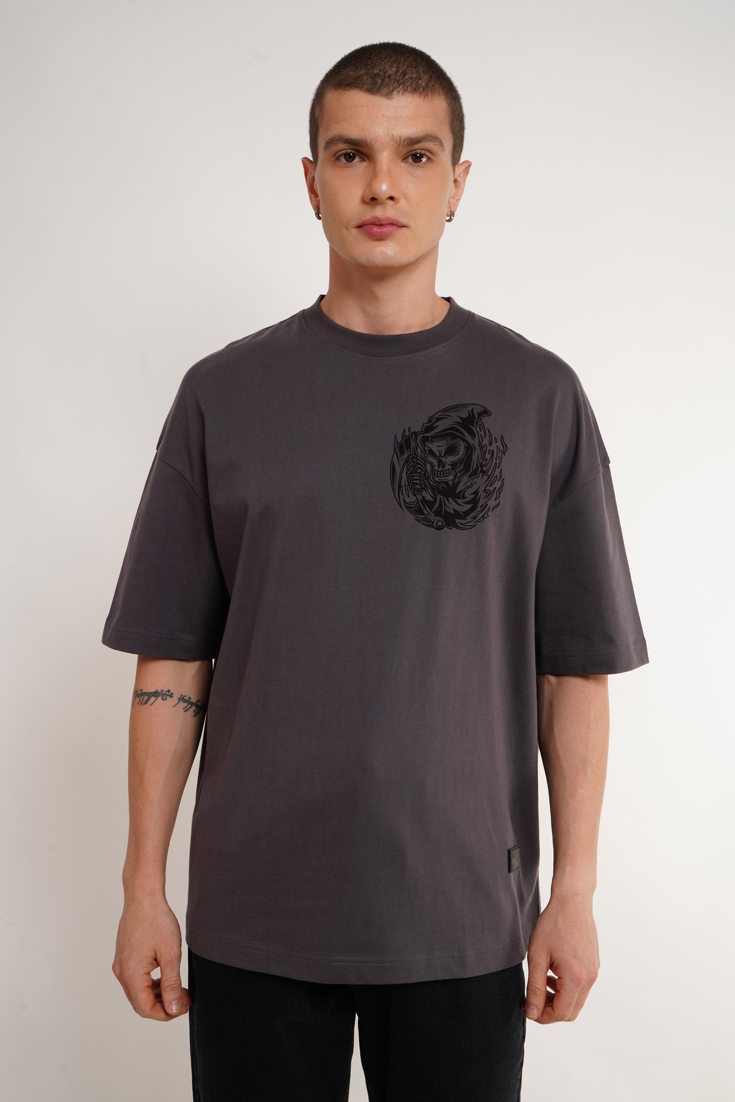 Haunted Dark Grey Printed T-Shirt