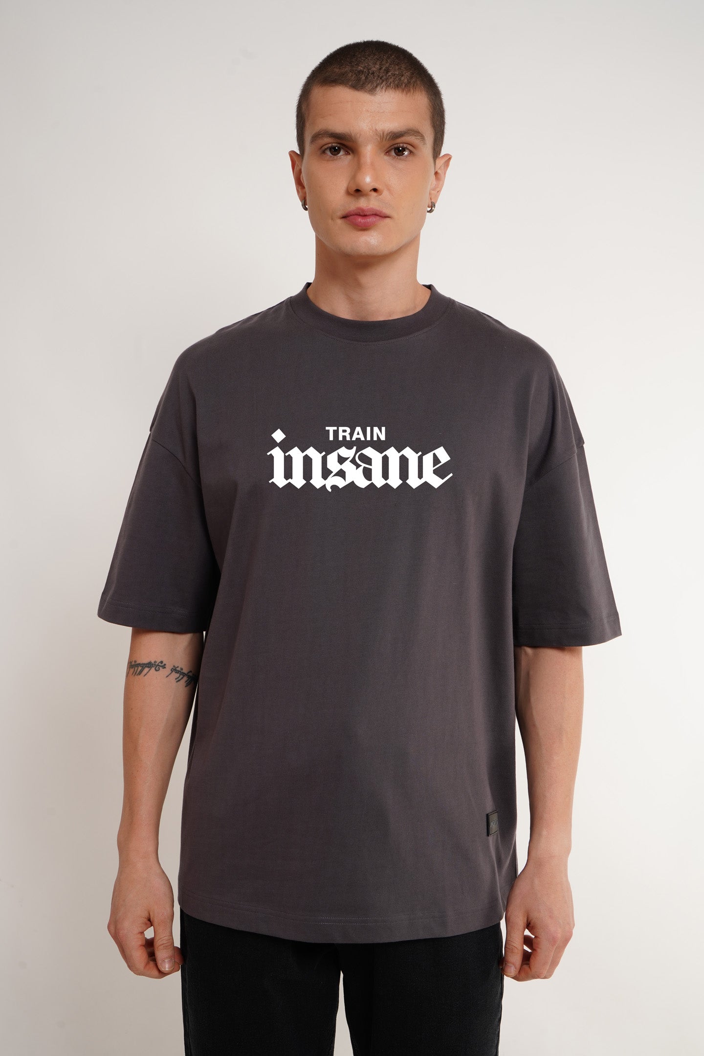 Insane Dark Grey Baggy Fit T-Shirt Men