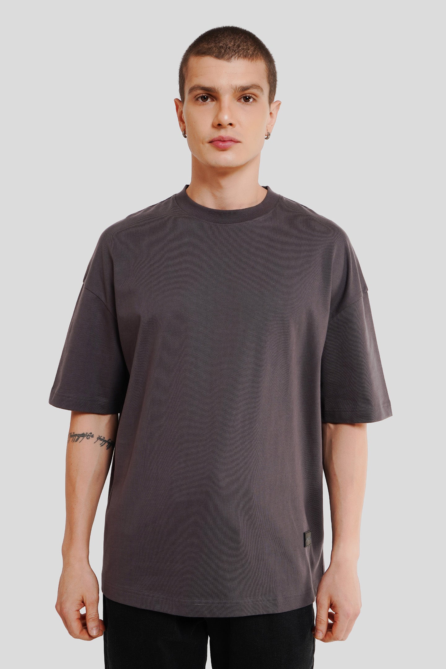 Only Good Vibe Dark Grey Baggy Fit T-Shirt Men