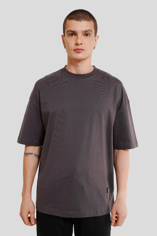 Men Dark Grey Oversized Baggy T Shirt Pic 1