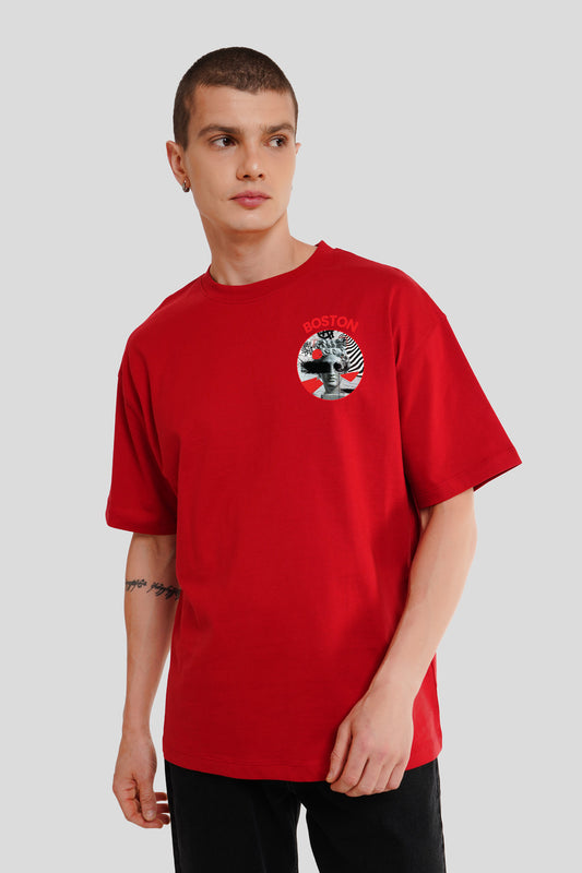 Boston Red Printed T-Shirt Men Oversized Fit