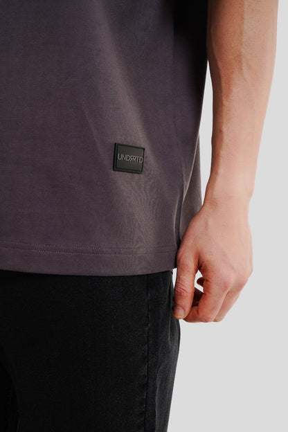 Intense Feelings Dark Grey Printed T Shirt Men Baggy Fit With Front Design Pic 2