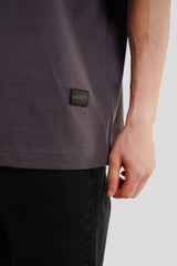 Neon Pocket Dark Grey Printed T Shirt Men Baggy Fit With Front Design Pic 3