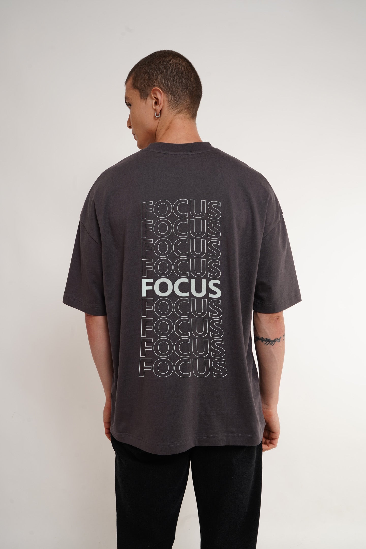 Focus Dark Grey Printed T-Shirt