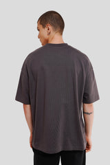 Everything Just Fine Dark Grey Printed T Shirt Men Baggy Fit With Front Design Pic 4